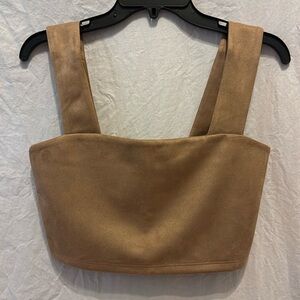 Susana Monaco Wide Strap Crop Top in Sand NWT Sz S